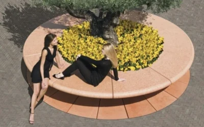 Jardineras urbanas con asiento